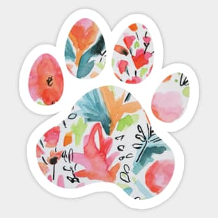 Bright Floral Paw Print Sticker